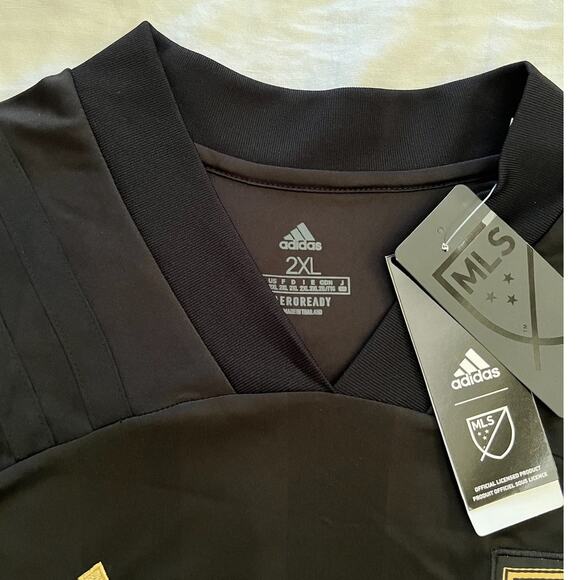 NWT Adidas Los Angeles LA Football Club 2020 Home Authentic Jersey Blk/Gold 2XL - Picture 3 of 3